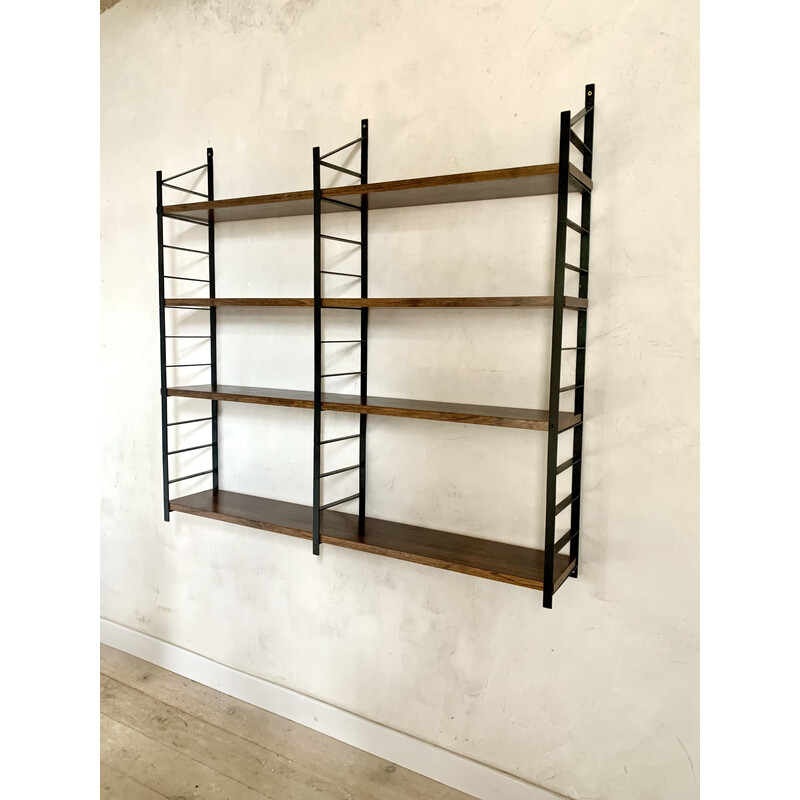 Vintage wall shelf in Rio rosewood and metal