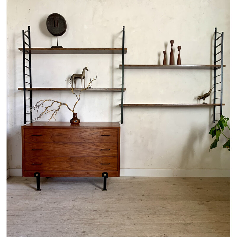 Vintage wall shelf in Rio rosewood and metal