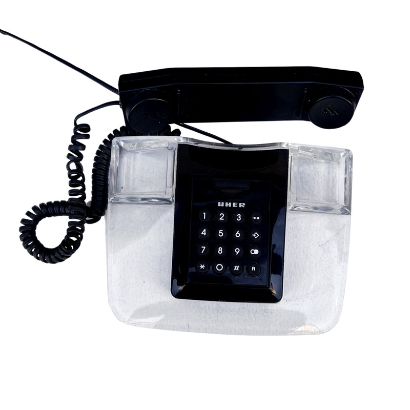 Teléfono fijo vintage de plexiglás para Decko, Italia 1990