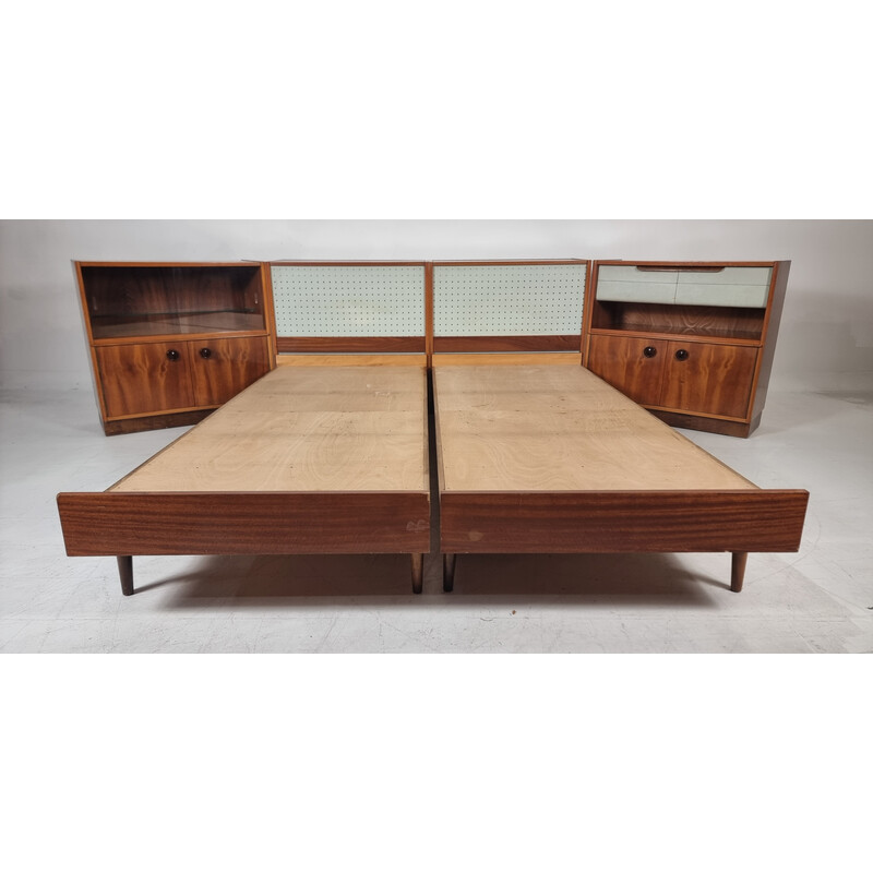Vintage daybed with pair of bedside tables by Frantisek Mezulanik for Up Zavody, Czechoslovakia 1960
