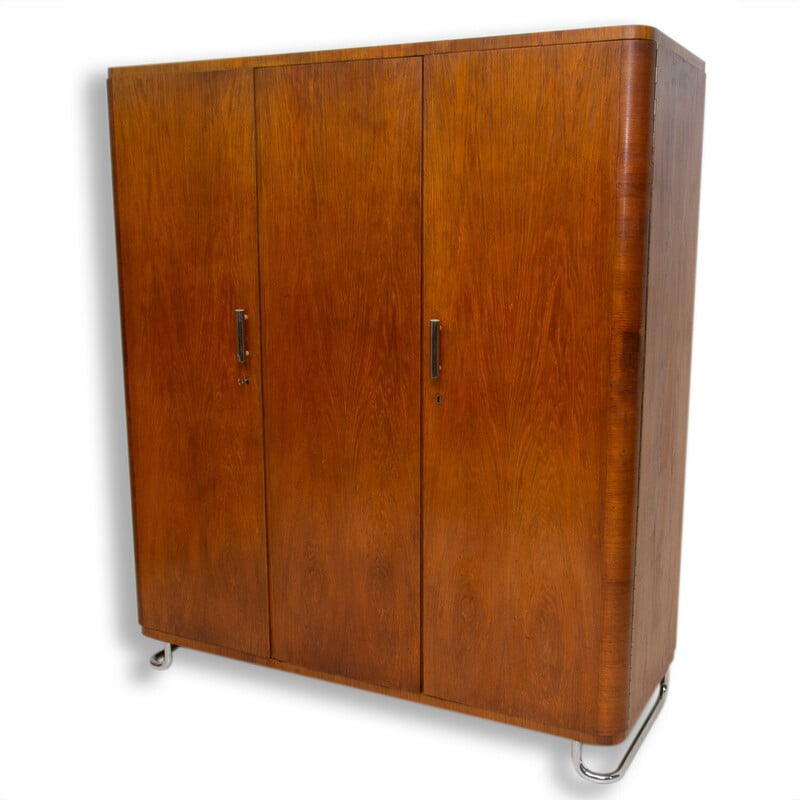 Vintage Bauhaus oak wood cabinet by Vichr and Spol for Kovona, Czechoslovakia 1930