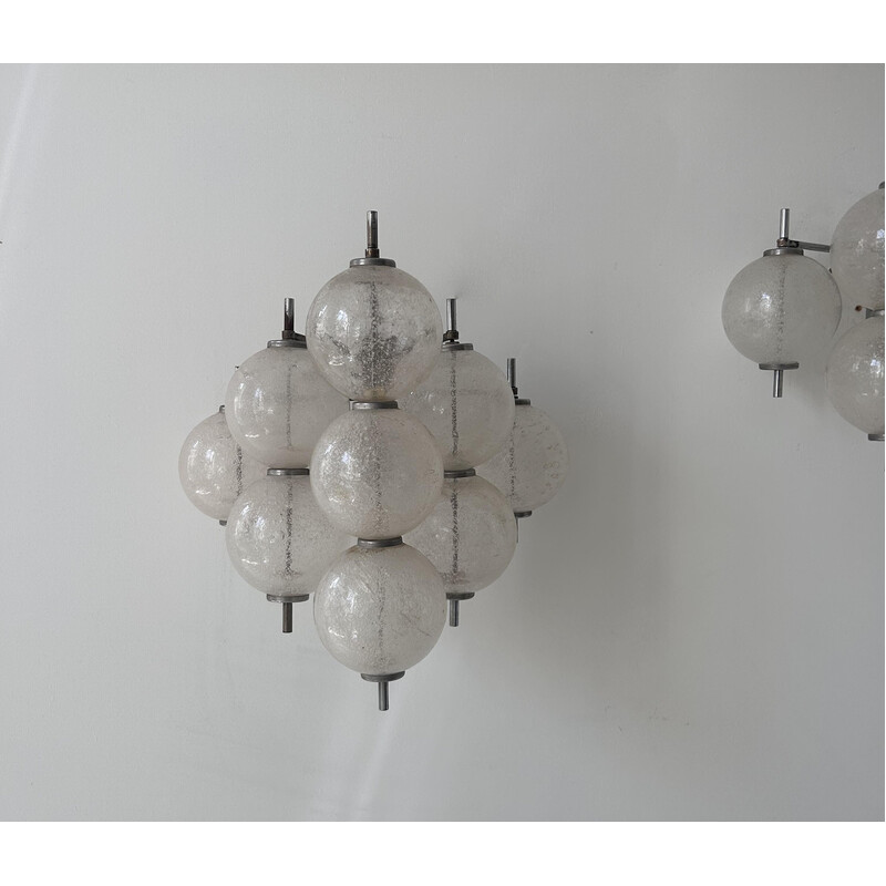 Pair of vintage "Sterrenbeeld" wall lights in Murano glass for Raak, Netherlands 1960