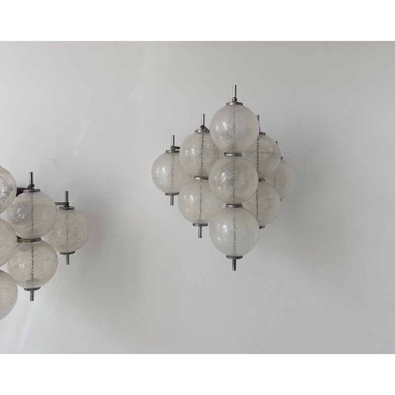 Pair of vintage "Sterrenbeeld" wall lights in Murano glass for Raak, Netherlands 1960