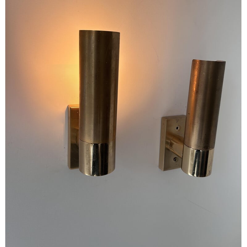 Pair of vintage adjustable brass wall lamp, France 1960