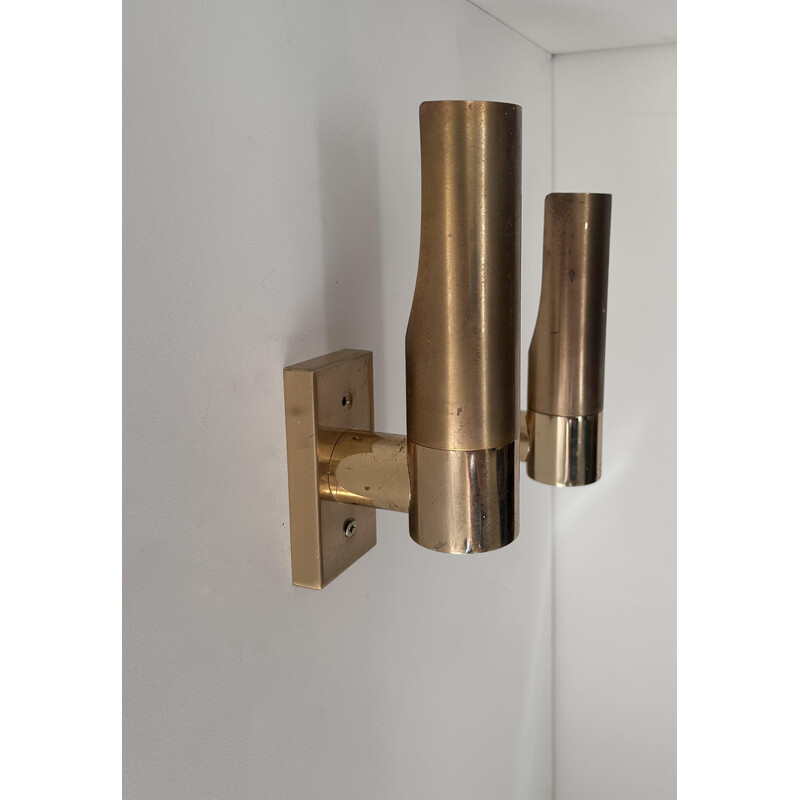 Pair of vintage adjustable brass wall lamp, France 1960