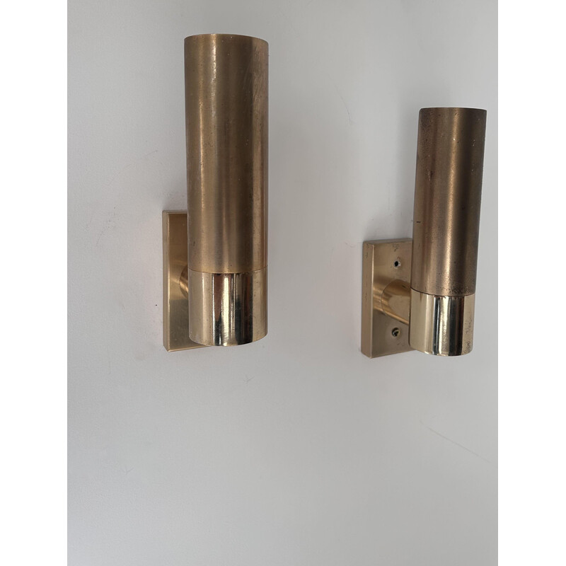 Pair of vintage adjustable brass wall lamp, France 1960