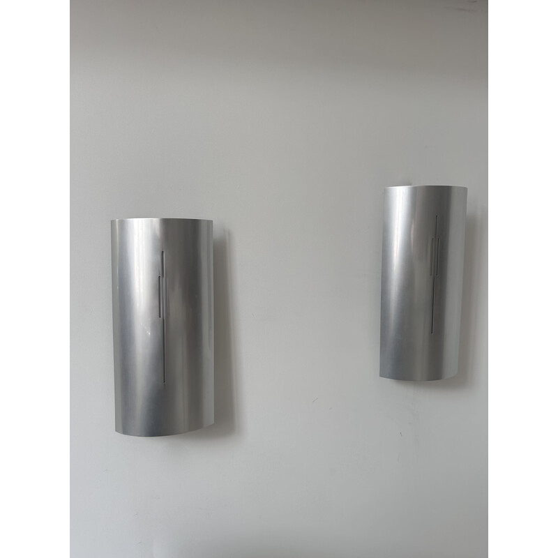 Pair of vintage aluminum wall lamp by Roland Jamois, France 1970