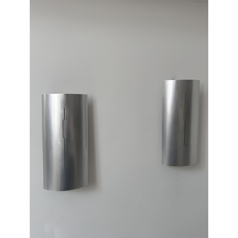 Pair of vintage aluminum wall lamp by Roland Jamois, France 1970
