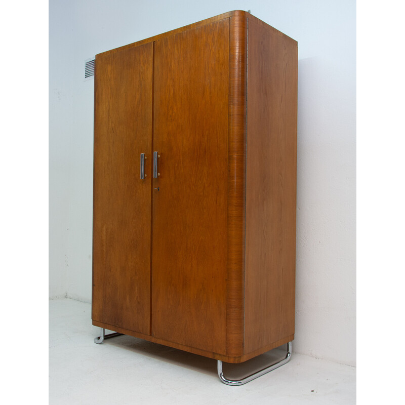 Vintage Bauhaus oak wood cabinet by Vichr and Spol for Kovona, Czechoslovakia 1930