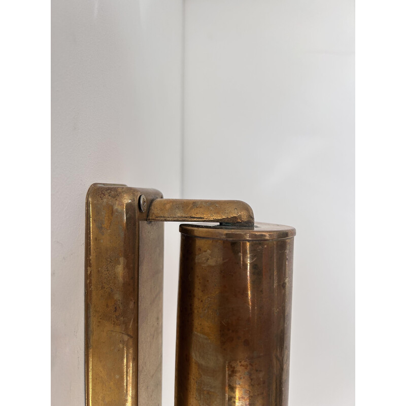 Pair of vintage adjustable wall lamp in solid brass, France 1950