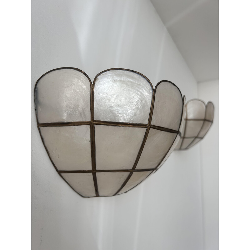 Pair of vintage mother-of-pearl sconces, France 1970
