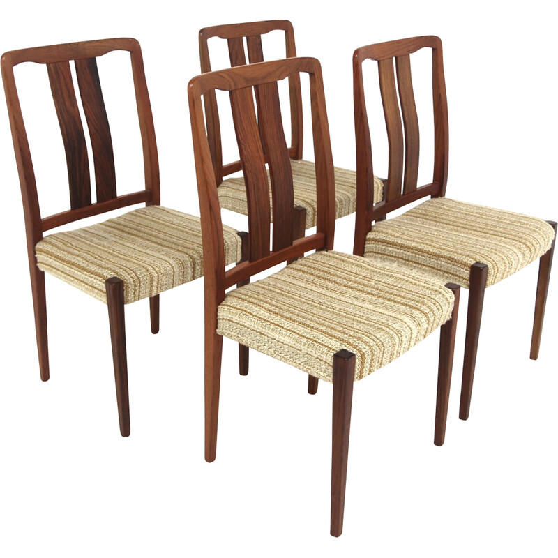 Ensemble de 4 chaises vintage en palissandre et tissu, Suède 1960