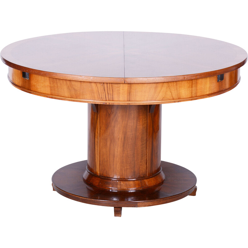 Vintage Art Deco folding dining table in walnut and spruce veneer, Czechoslovakia 1920