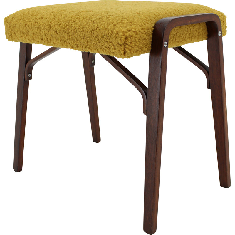 Vintage beech stool, Czechoslovakia 1960