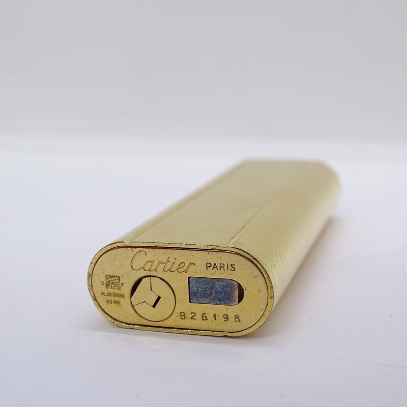 Accendino di lusso vintage placcato oro giallo 18 carati per Cartier, Francia