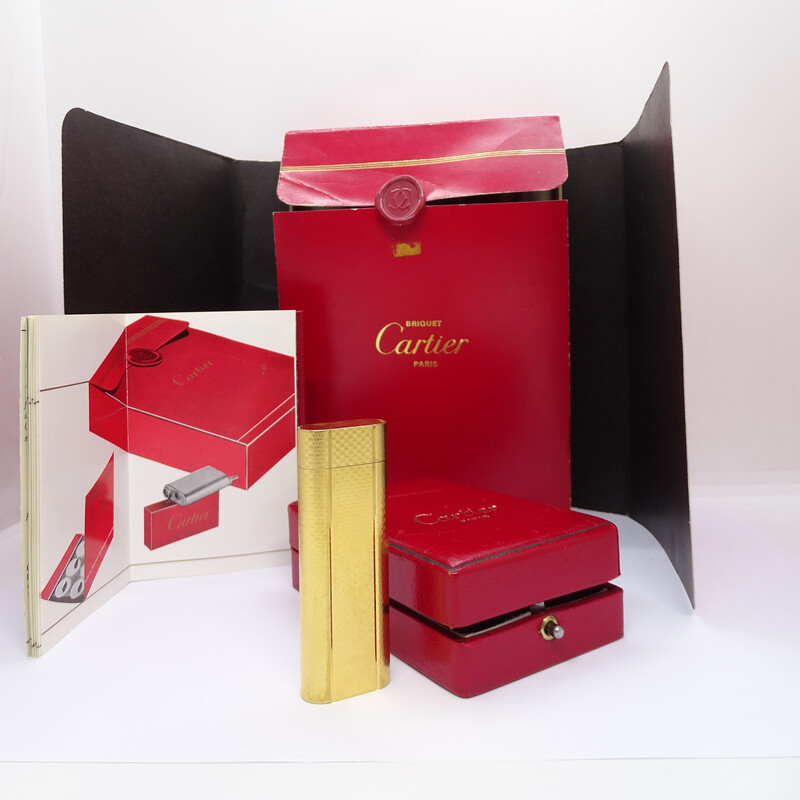 Encendedor de lujo vintage chapado en oro amarillo de 18 quilates para Cartier, Francia