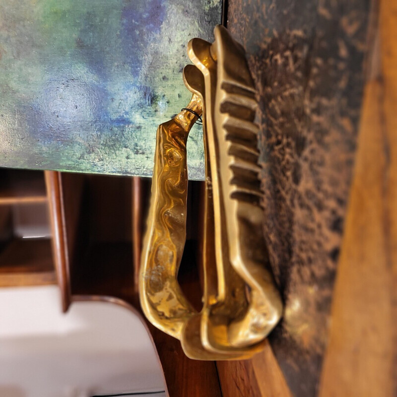 Pair of vintage solid gilded bronze handles by David Marshall, Spain 1970