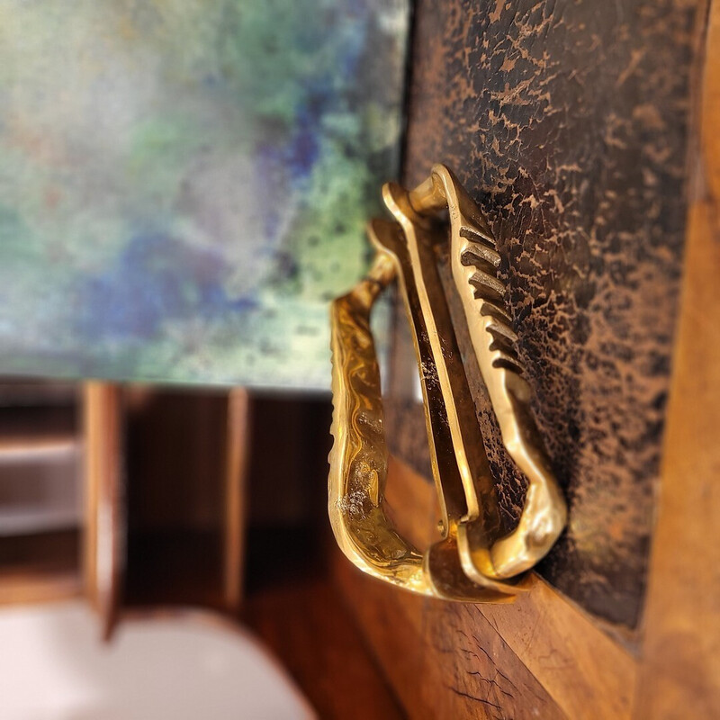 Pair of vintage solid gilded bronze handles by David Marshall, Spain 1970