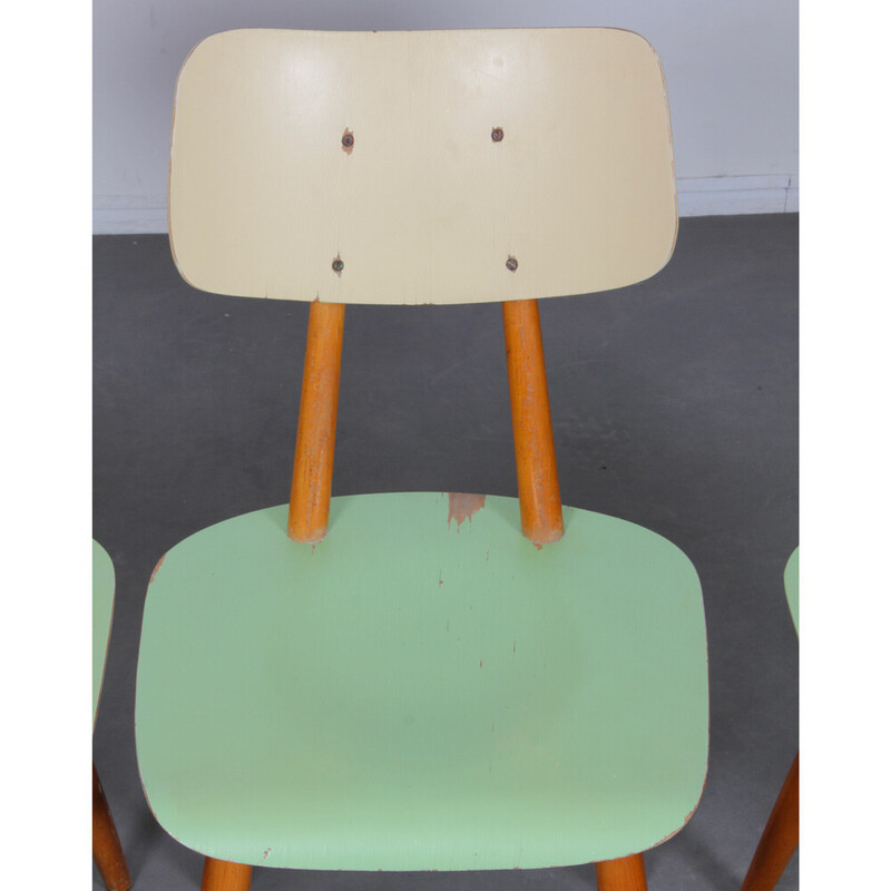 Conjunto de 3 cadeiras Ton vintage, Checoslováquia 1960