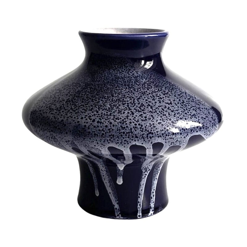 Jarra de cerâmica azul-cobalto vintage para Keramik Kravsko, Checoslováquia 1970