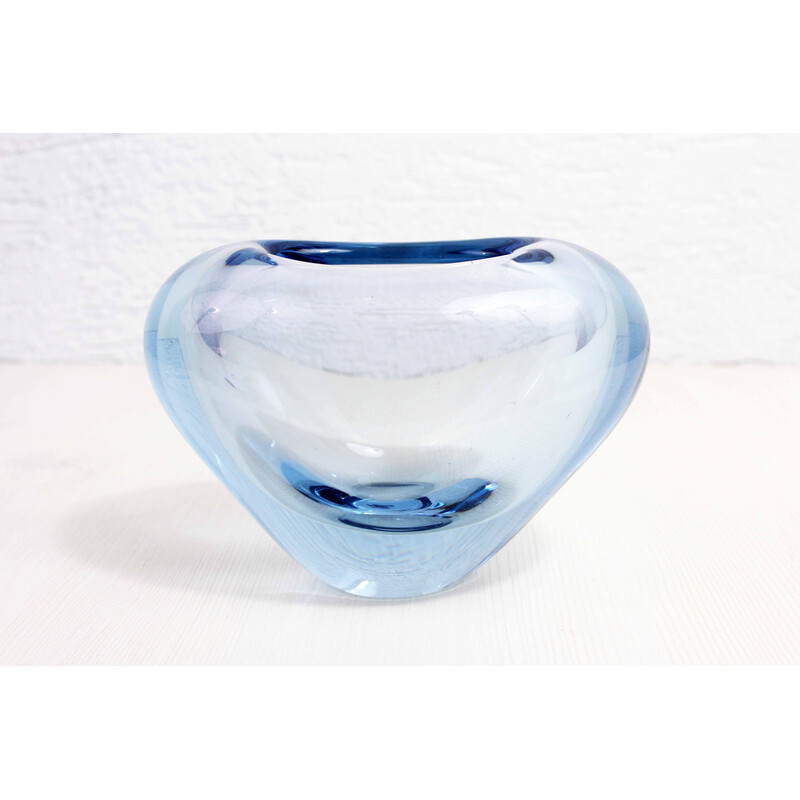 Vase vintage en verre bleu de Per Lütken pour Holmegaard, Danemark 1960