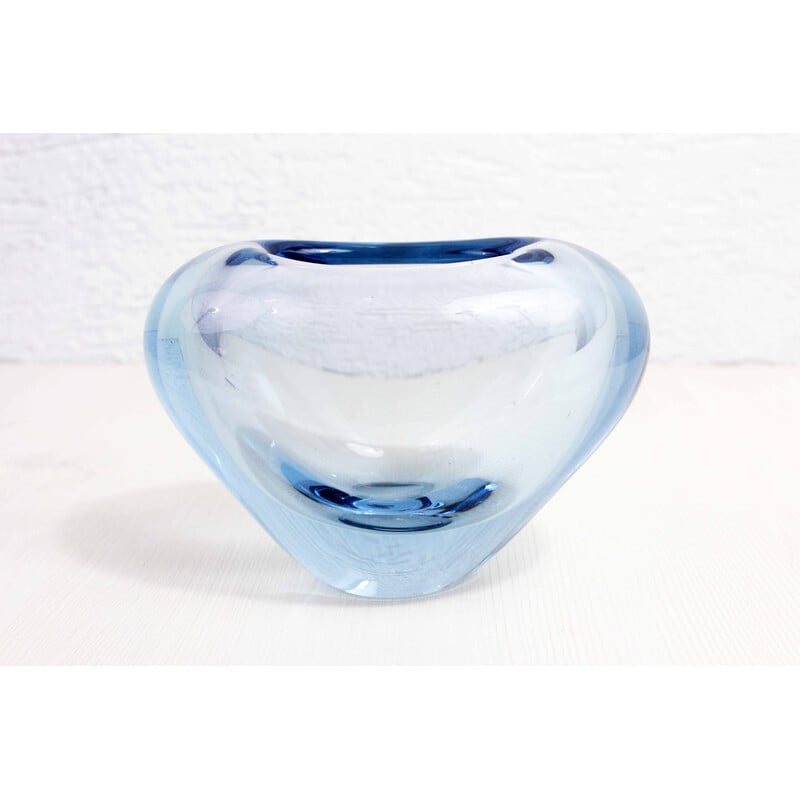 Vintage blue glass vase by Per Lütken for Holmegaard, Denmark 1960