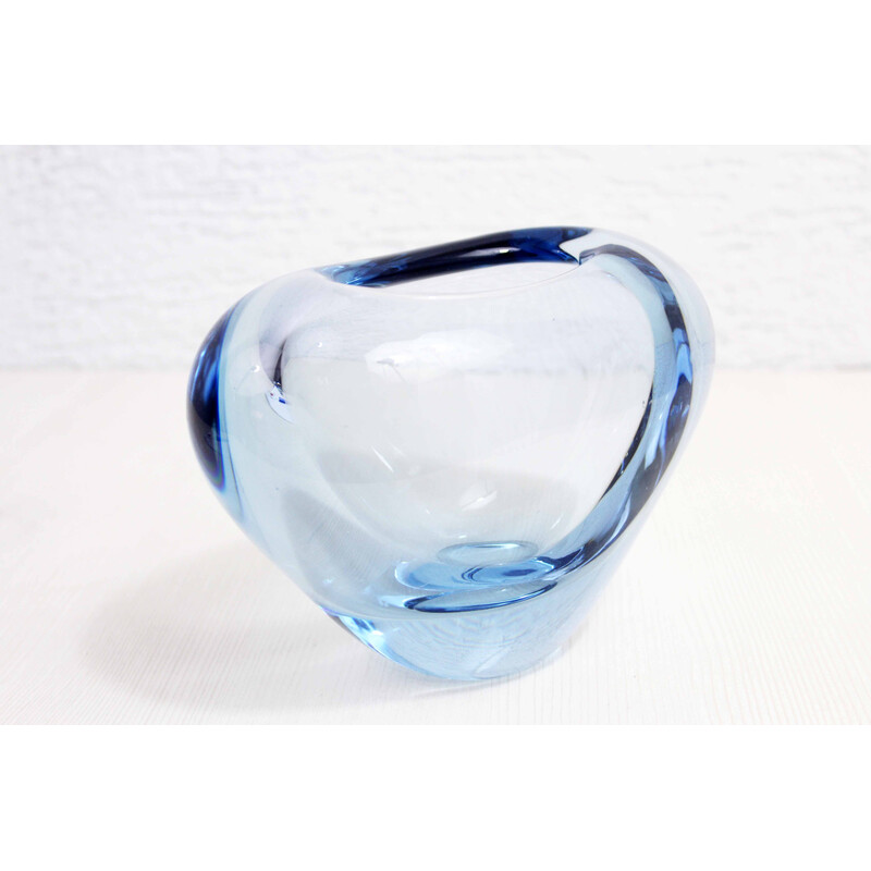Vintage blue glass vase by Per Lütken for Holmegaard, Denmark 1960