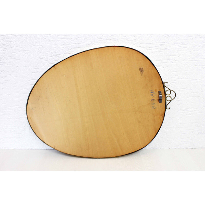 Vintage free-form mirror with brass frame, 1960