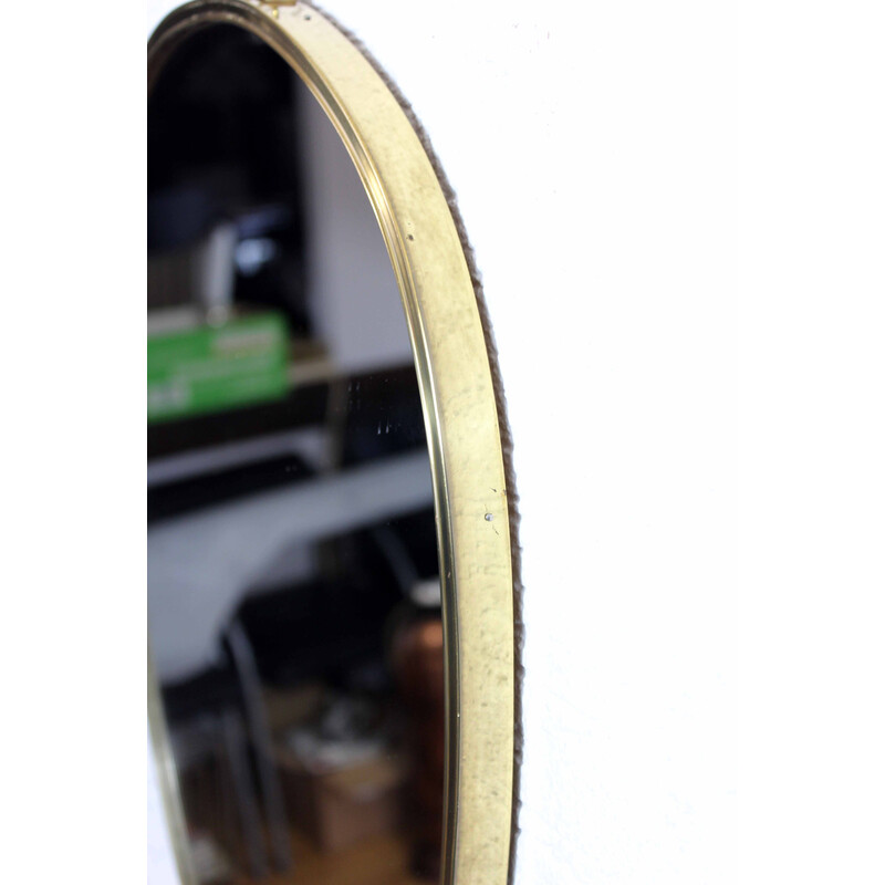 Vintage free-form mirror with brass frame, 1960