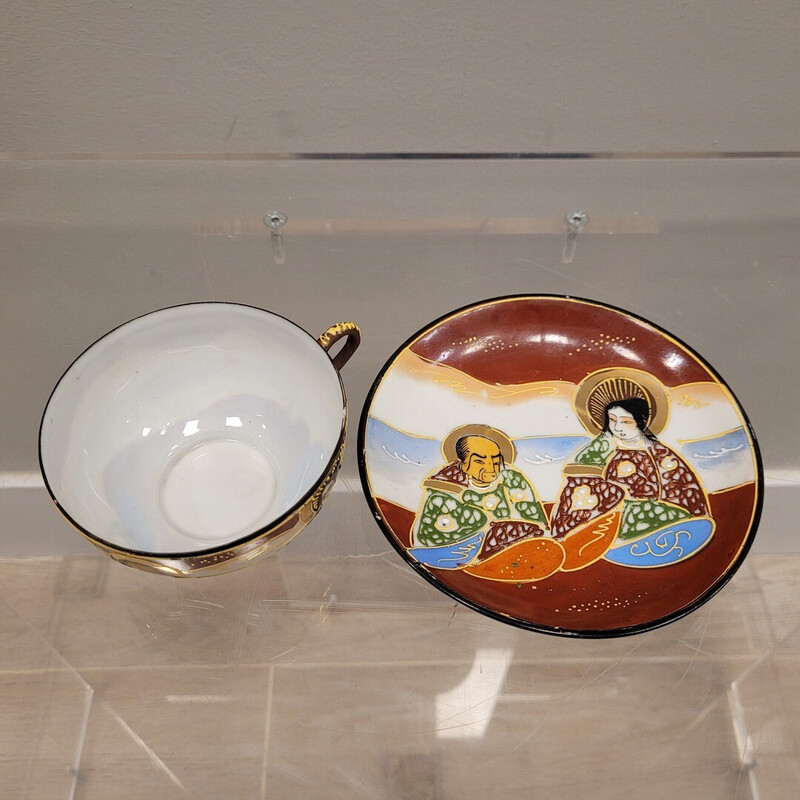 Serviço de bule de chá vintage "Toi et Moi" em porcelana Satsuma, Japão