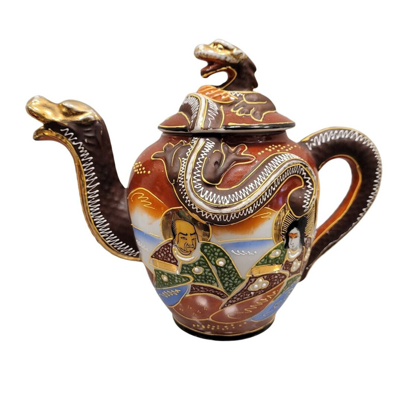 Vintage teapot service "Toi et Moi" in Satsuma porcelain, Japan