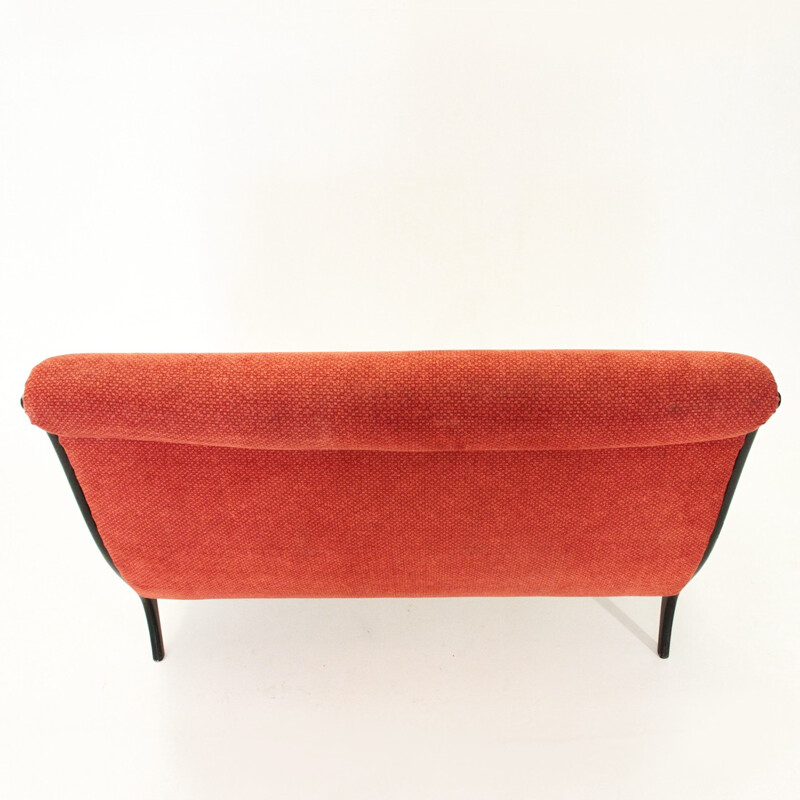 Mitzi fleece red sofa by Ezio Longhi for Elam - 1950s