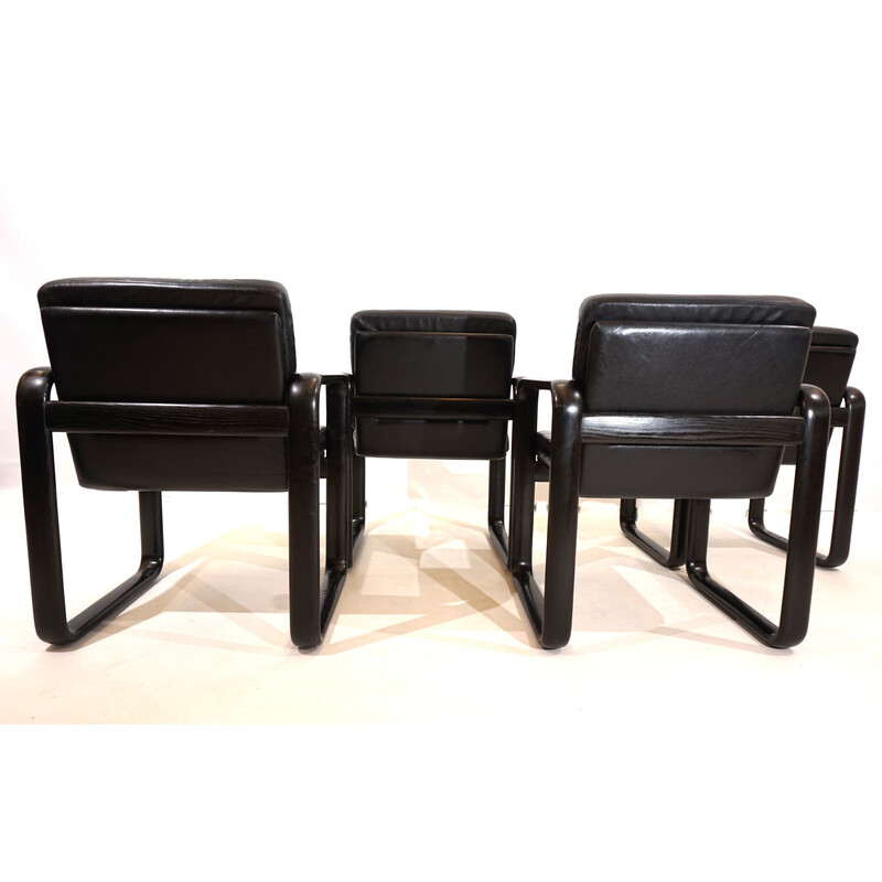 Conjunto de 4 cadeiras de jantar vintage "Hombre" em pele de Burkhard Vogtherr para Rosenthal, 1970