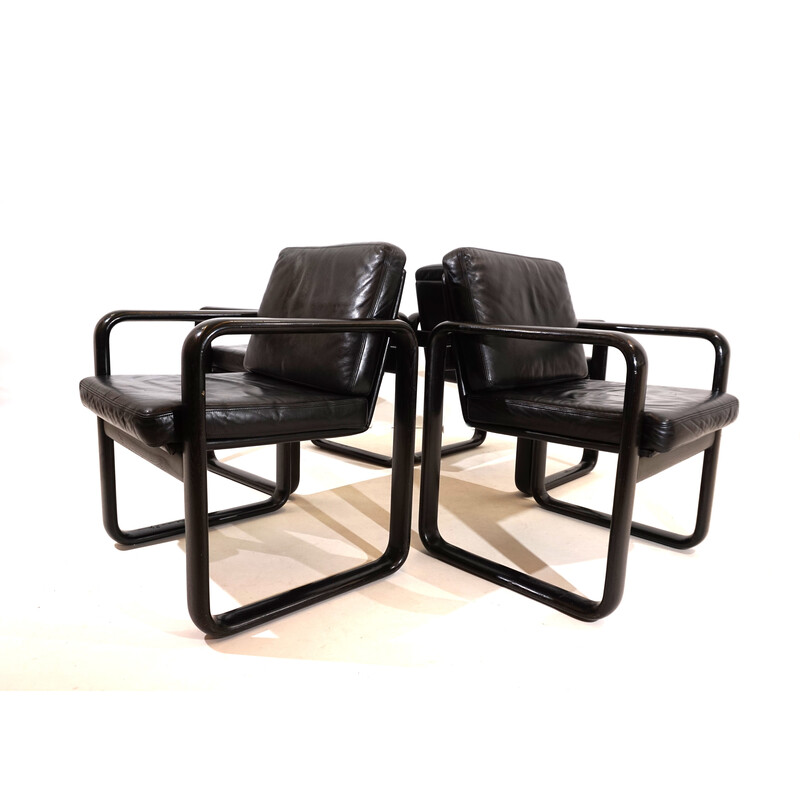 Set of 4 vintage "Hombre" leather dining chairs by Burkhard Vogtherr for Rosenthal, 1970