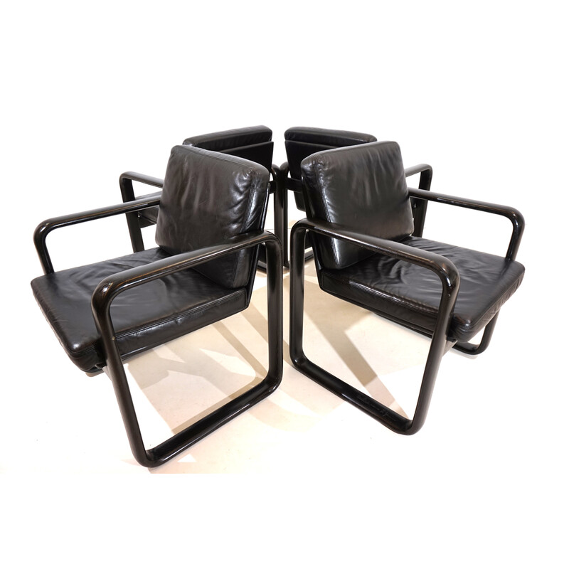 Set of 4 vintage "Hombre" leather dining chairs by Burkhard Vogtherr for Rosenthal, 1970