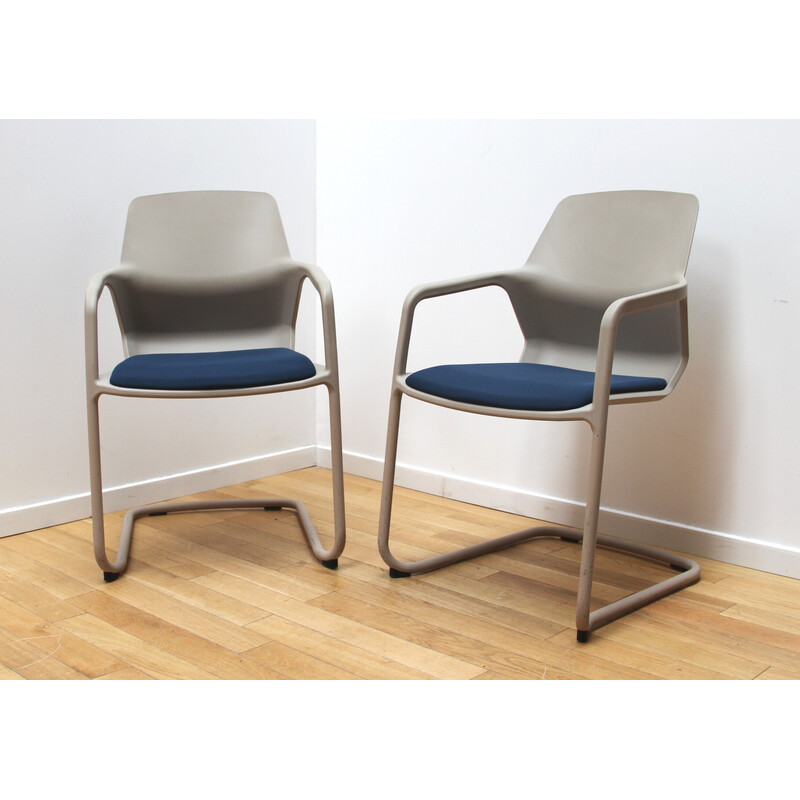 Coppia di sedie da ufficio Metrick vintage in metallo e plastica per Wilkhann