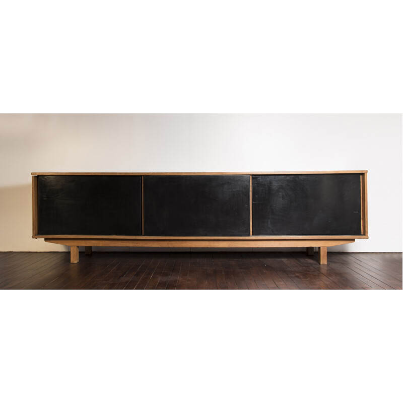 Wooden black sideboard by Jean Domps - 1950s