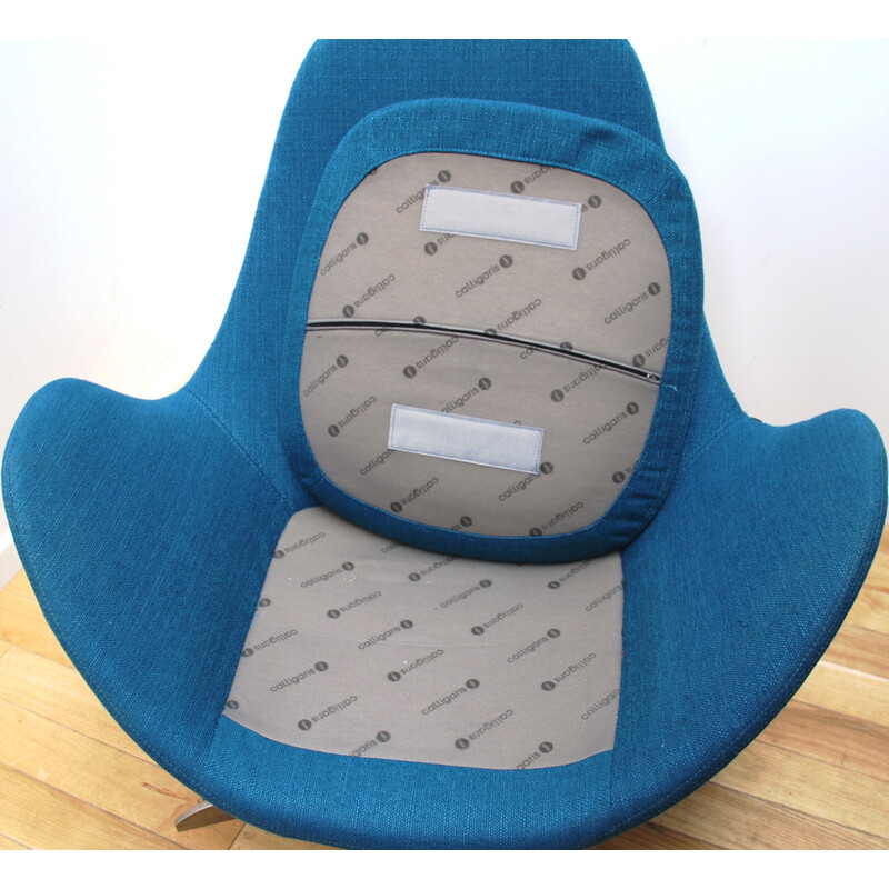 Vintage Electra fauteuil in verchroomd metaal en blauwe stof voor Calligaris