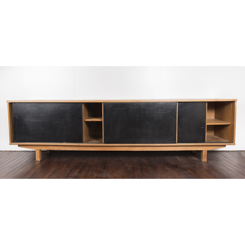 Wooden black sideboard by Jean Domps - 1950s
