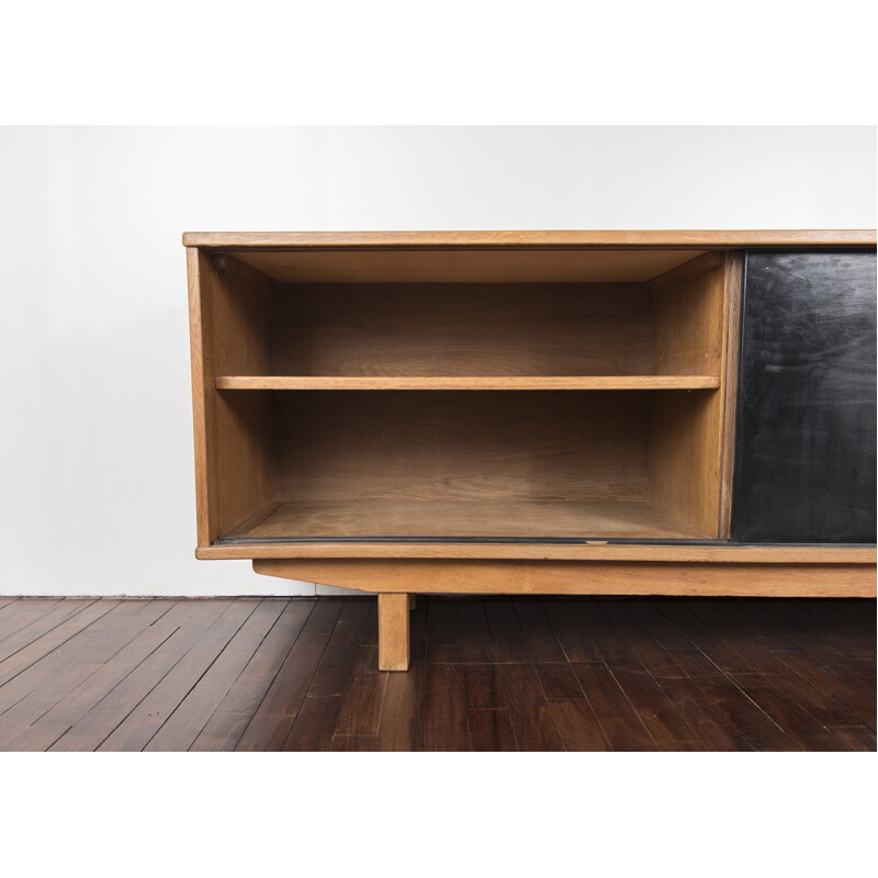 Wooden black sideboard by Jean Domps - 1950s