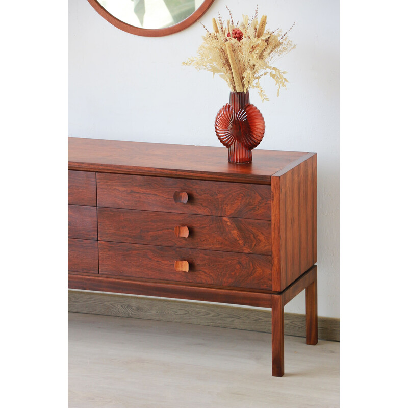 Vintage rosewood chest of drawers with 6 drawers, 1960