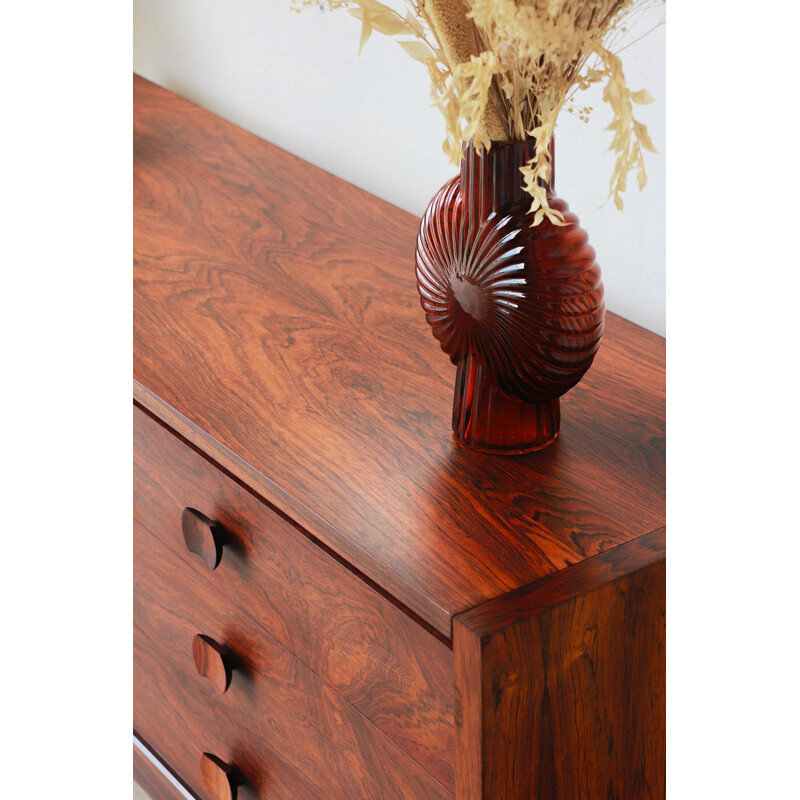 Vintage rosewood chest of drawers with 6 drawers, 1960