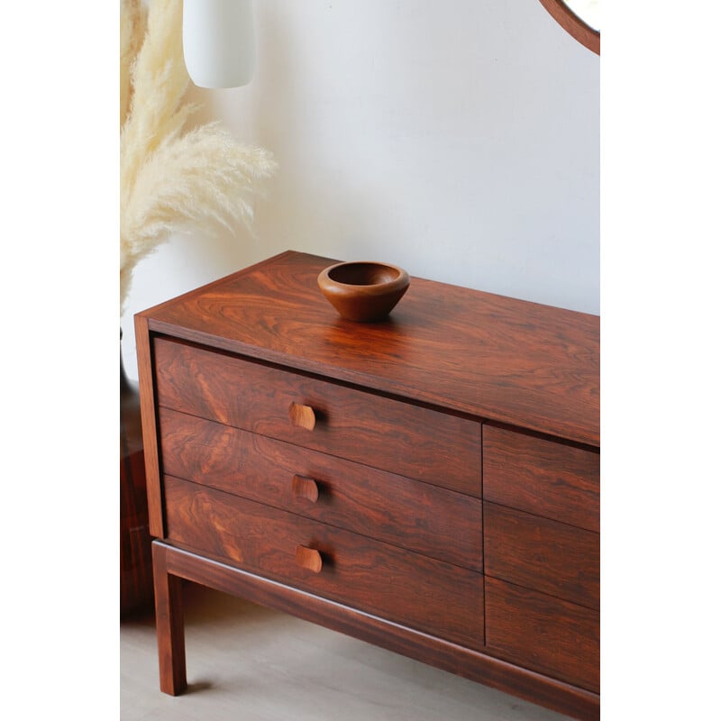 Vintage rosewood chest of drawers with 6 drawers, 1960