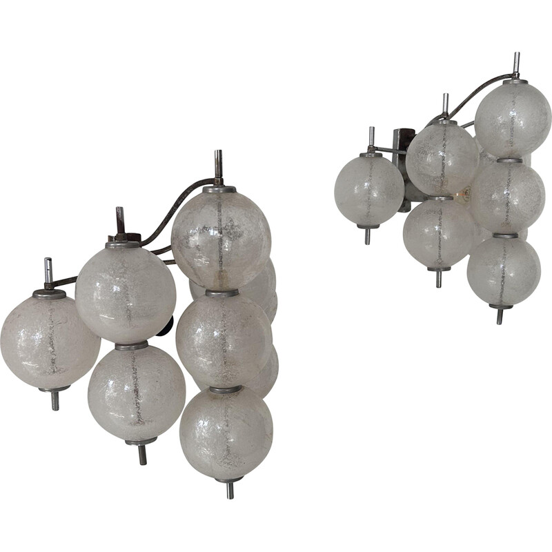 Pair of vintage "Sterrenbeeld" wall lights in Murano glass for Raak, Netherlands 1960