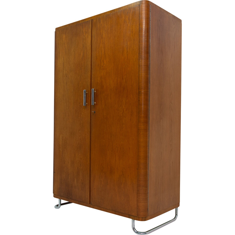 Armoire vintage Bauhaus en bois de chêne de Vichr et Spol pour Kovona, Tchécoslovaquie 1930