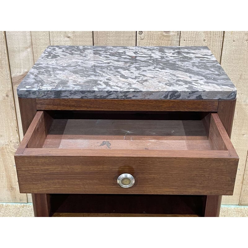 Vintage Art Deco mahogany and marble bedside table, 1930