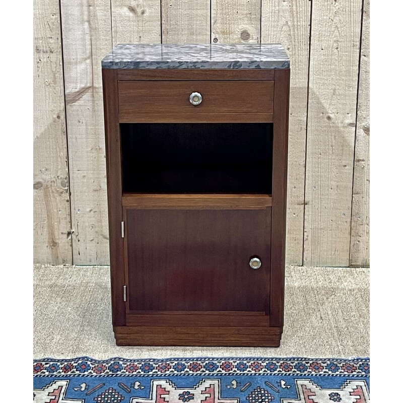 Vintage Art Deco mahogany and marble bedside table, 1930