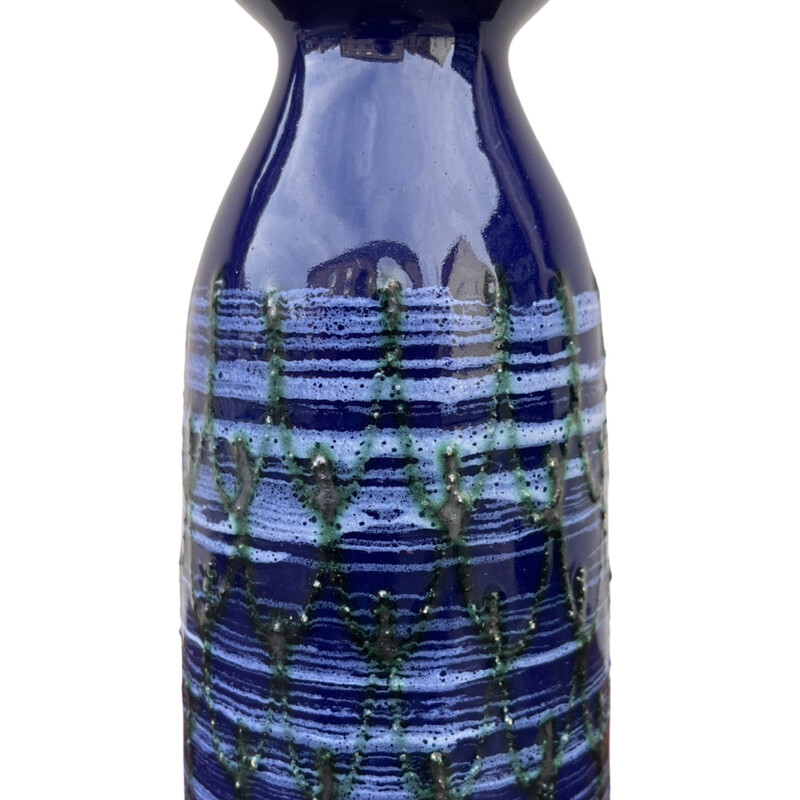 Jarra de cerâmica vintage em azul-cobalto para Strehla Keramik, Alemanha 1960