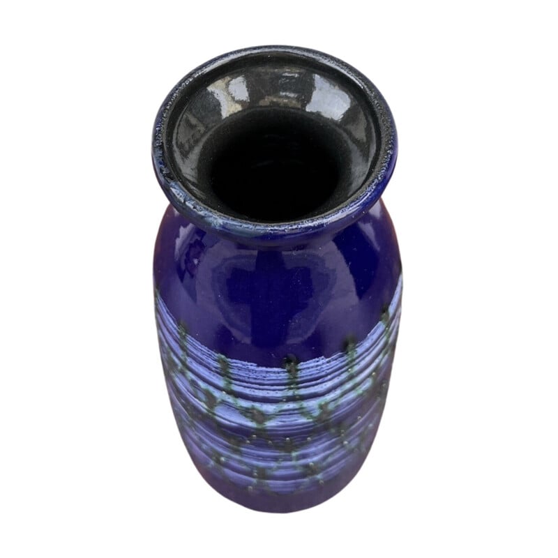 Vintage ceramic vase in cobalt blue for Strehla Keramik, Germany 1960