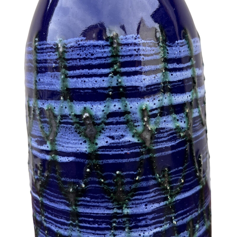 Jarra de cerâmica vintage em azul-cobalto para Strehla Keramik, Alemanha 1960